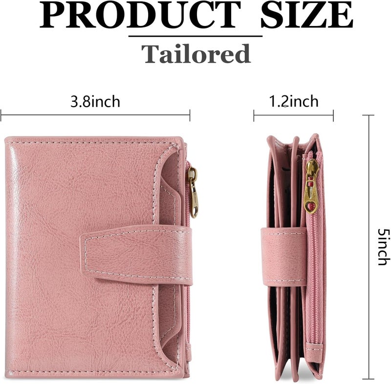 Airkit Small Wallet Women RFID Blocking Soft Leather Bifold Compact Card Holder Wallet for Women with Zipper Coin Pocket 4 ID Window - Image 3